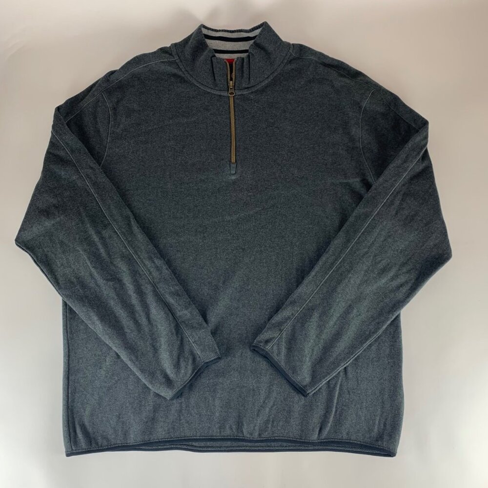 Robert Graham Gray 1/4 Zip Pullover Sweater Mens XL